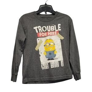 Despicable Me Kids Small Trouble For Hire Long Sleeve Crew Neck Tee Shirt